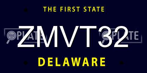 ZMVT32 Delaware License Plate