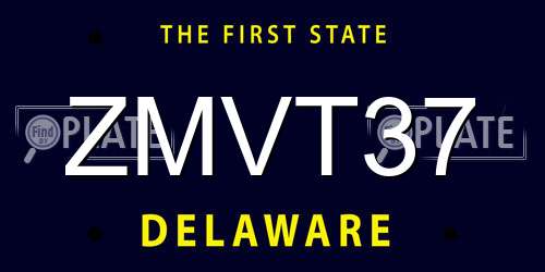ZMVT37 Delaware License Plate