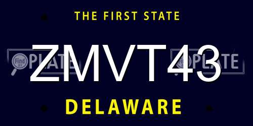 ZMVT43 Delaware License Plate