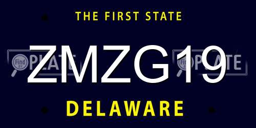 ZMZG19 Delaware License Plate