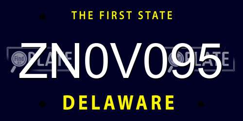 ZN0V095 Delaware License Plate