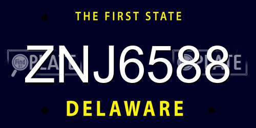 ZNJ6588 Delaware License Plate