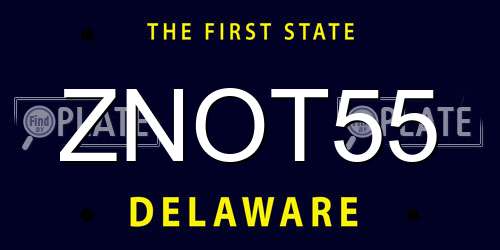 ZNOT55 Delaware License Plate