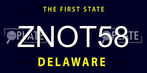 ZNOT58 Delaware License Plate