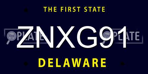 ZNXG91 Delaware License Plate