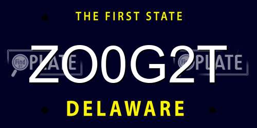 ZO0G2T Delaware License Plate