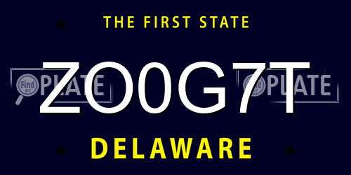 ZO0G7T Delaware License Plate