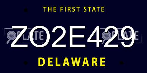 ZO2E429 Delaware License Plate