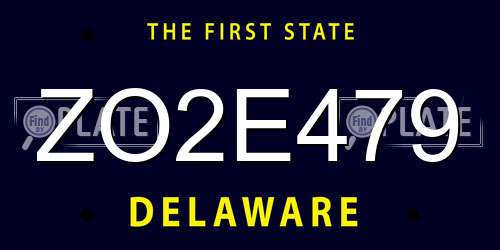ZO2E479 Delaware License Plate
