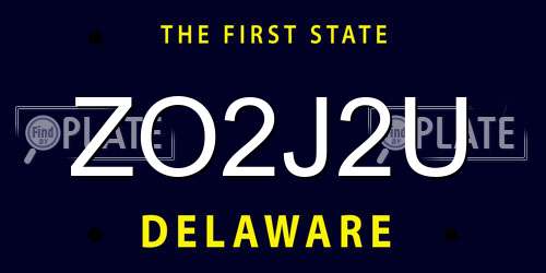 ZO2J2U Delaware License Plate