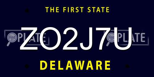 ZO2J7U Delaware License Plate