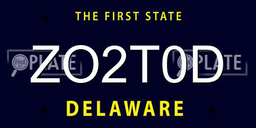 ZO2T0D Delaware License Plate