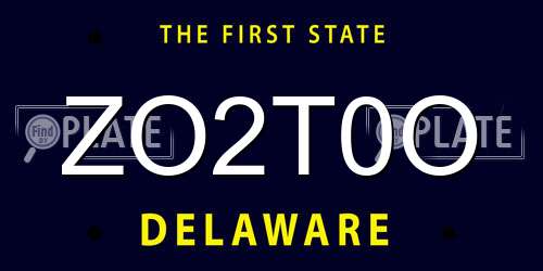 ZO2T0O Delaware License Plate