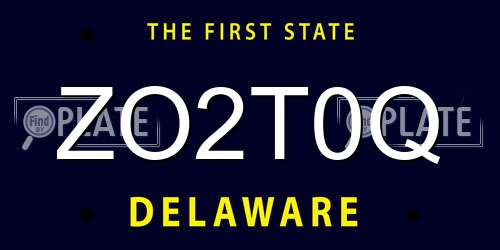 ZO2T0Q Delaware License Plate