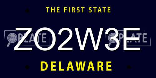 ZO2W3E Delaware License Plate