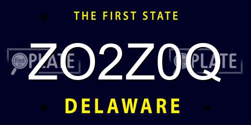 ZO2Z0Q Delaware License Plate