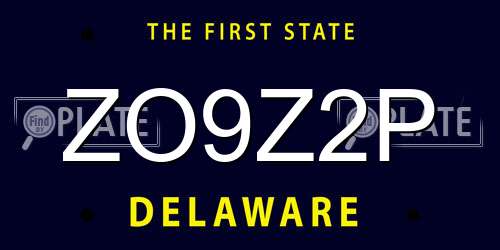 ZO9Z2P Delaware License Plate