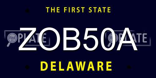 ZOB50A Delaware License Plate