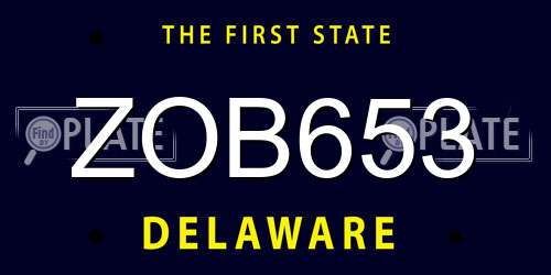 ZOB653 Delaware License Plate