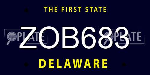 ZOB683 Delaware License Plate