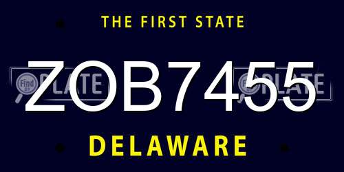 ZOB7455 Delaware License Plate