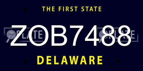 ZOB7488 Delaware License Plate