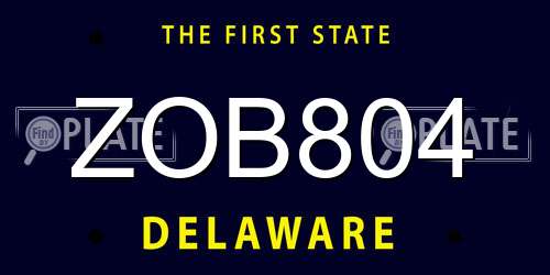 ZOB804 Delaware License Plate