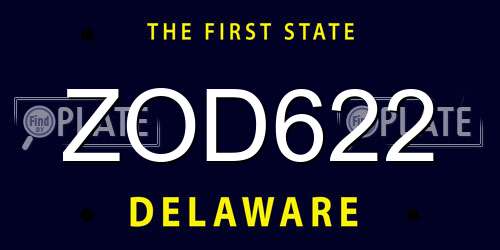 ZOD622 Delaware License Plate