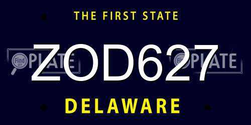 ZOD627 Delaware License Plate
