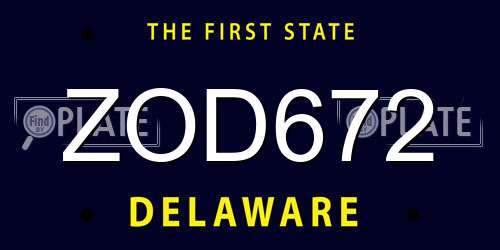 ZOD672 Delaware License Plate