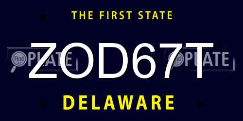 ZOD67T Delaware License Plate