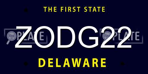 ZODG22 Delaware License Plate