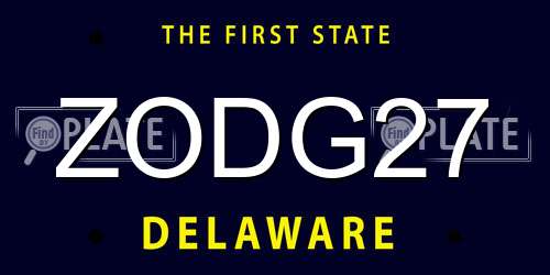 ZODG27 Delaware License Plate
