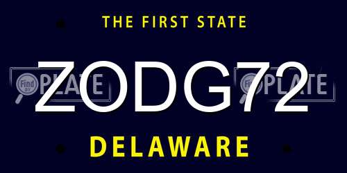 ZODG72 Delaware License Plate