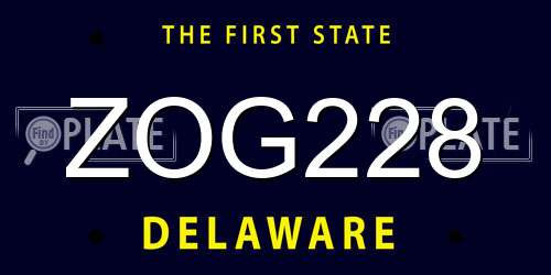 ZOG228 Delaware License Plate
