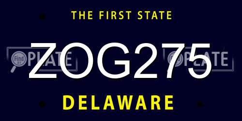 ZOG275 Delaware License Plate