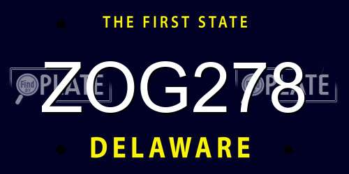 ZOG278 Delaware License Plate
