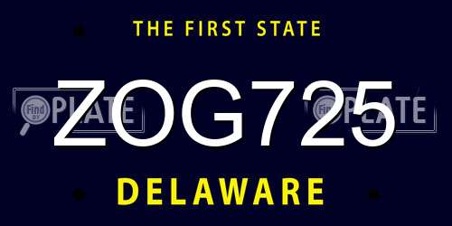 ZOG725 Delaware License Plate