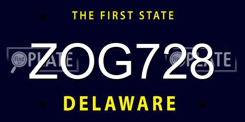 ZOG728 Delaware License Plate