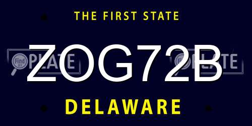 ZOG72B Delaware License Plate
