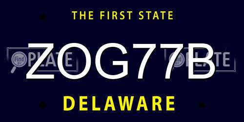 ZOG77B Delaware License Plate