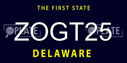 ZOGT25 Delaware License Plate