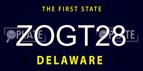 ZOGT28 Delaware License Plate