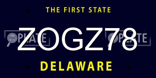 ZOGZ78 Delaware License Plate
