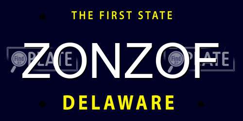 ZONZOF Delaware License Plate