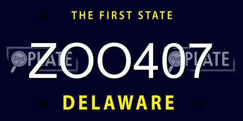 ZOO407 Delaware License Plate