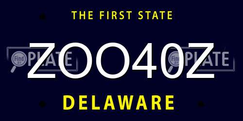 ZOO40Z Delaware License Plate