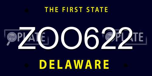 ZOO622 Delaware License Plate
