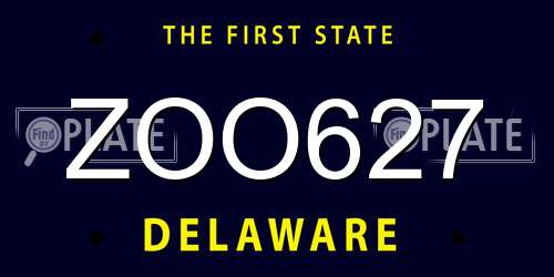 ZOO627 Delaware License Plate