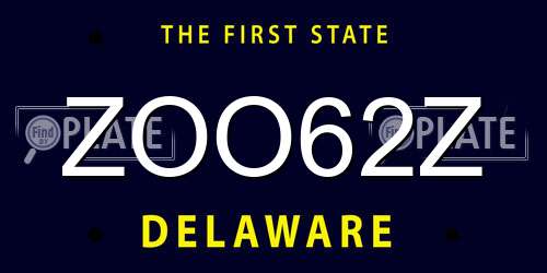 ZOO62Z Delaware License Plate